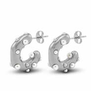 Pendientes Acero Inox Imitación de perlas Plateado