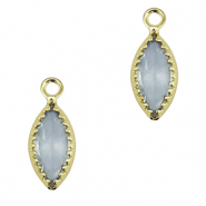 Colgantes de cristal &oacute;valo Azul gris-dorado