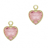 Colgantes de cristal corazón Rosa-dorado