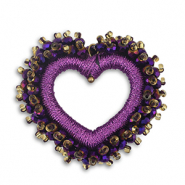 Colgantes faceteados coraz&oacute;n p&uacute;rpura uva