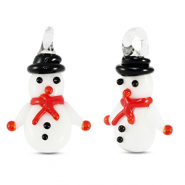 Colgantes de cristal muñeco de nieve Blanco-rojo-negro