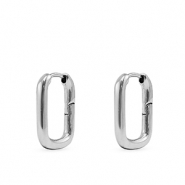 Pendientes Acero Inox ovalado Plateado