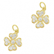 Metal TQ lat&oacute;n colgante zirconia Tr&eacute;bol Dorado
