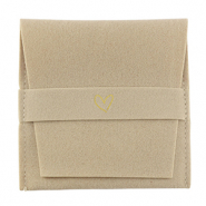 Bolso de joyería corazón Beige latte-dorado