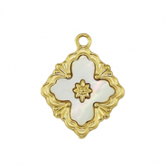 Colgantes Acero Inox flor Dorado