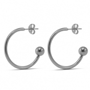 Pendientes Acero Inox 25mm Plateado