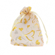 Bolso de organza 9x12cm corazón Durazno-oro
