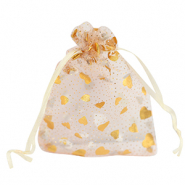 Bolso de organza 9x12cm corazón Durazno-oro