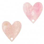 Colgantes de resina corazón Rosa claro