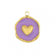Colgantes Acero Inox corazón Dorado-púrpura