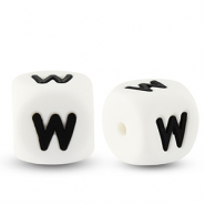 Abalorios letras de silicona W Blanco-negro