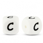 Abalorios letras de silicona C Blanco-negro