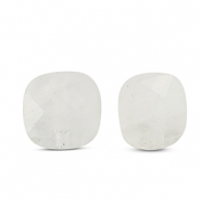 Abalorios de piedra natural Vidrio cuadrados Blanco