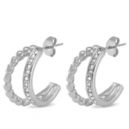Pendientes Acero Inox zirc&oacute;n Plateado