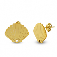 Pendientes Acero Inox concha Dorado