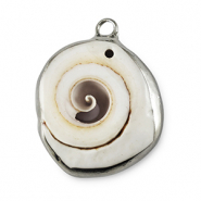 Colgantes concha especial Caracol Blanco cremoso-plateado
