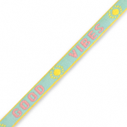 Cinta con texto "good vibes" Turquesa-rosa-amarillo