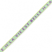 Cinta con texto "la vie est belle" Menta verde