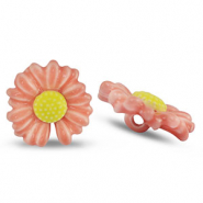 Abalorios de cerámica flor Rosa-amarillo