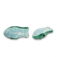 Abalorios de cerámica pez Azul-verde