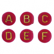 Abalorios letras acr&iacute;licas mix Rojo-oro