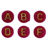 Abalorios letras acr&iacute;licas mix Rojo oscuro-oro