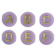 Abalorios letras acr&iacute;licas mix P&uacute;rpura-oro
