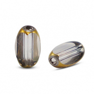 Abalorios de cristal ovalados faceteados Gris transparente-dorado