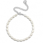Pulseras Acero inox perlas Plateado