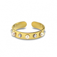 Anillos Acero Inox perlas Dorado