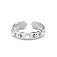 Anillos Acero Inox perlas Plateado