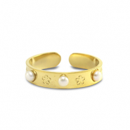 Anillos Acero Inox perlas Dorado