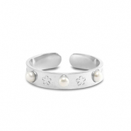 Anillos Acero Inox perlas Plateado