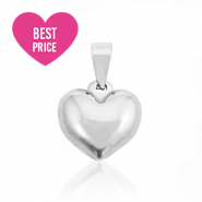 Colgantes Acero Inox coraz&oacute;n bola Plateado