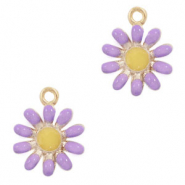 Colgantes met&aacute;licos Basic Quality flor Dorado-p&uacute;rpura