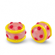 Abalorios acrílicos puntos Rosa rojo-amarillo