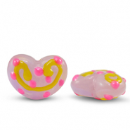 Abalorios acrílicos corazón Rosa-amarillo
