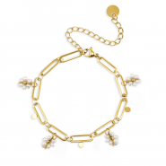Pulseras Acero inox perlas Dorado