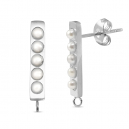 Pendientes Acero Inox perlas con anilla Plateado