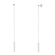 Pendientes Acero Inox perlas Plateado