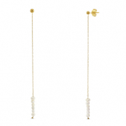 Pendientes Acero Inox perlas Dorado