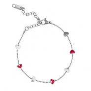 Pulseras Acero Inox corazón Plateado