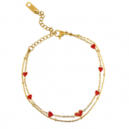 Pulseras Acero Inox corazón Dorado