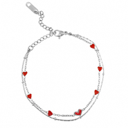 Pulseras Acero Inox corazón Plateado