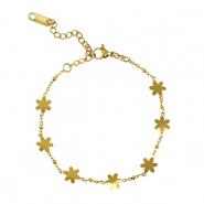 Pulseras Acero Inox flor Dorado