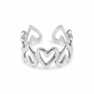 Anillos Acero Inox corazón Plateado