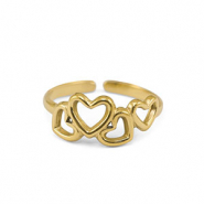 Anillos Acero Inox corazón Dorado
