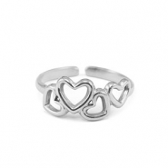 Anillos Acero Inox corazón Plateado