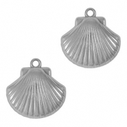 Colgantes Acero Inox concha Plateado