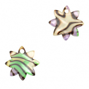 Colgantes de resina flor Multicolor púrpura-verde